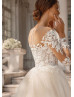 Ivory Beaded Lace Glitter Tulle Wedding Dress